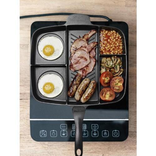 Multifunctional 5 In 1 Non-stick Frying Pan Aluminum Alloy Smoke-free Divided Grill Pan for All-in-One Cooked Breakfast Baking