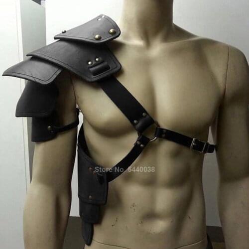 Men Medieval Viking Warrior Cosplay Armor Gothic Knight Shoulder Leather Stage Performance Props Harness Belt Cosplay Costume