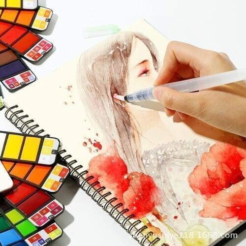 Watercolor Pigment Paint Set School Stationery Painting Solid Water Color Pigment Set Boxed Portable Drawing Paint Art Supplies