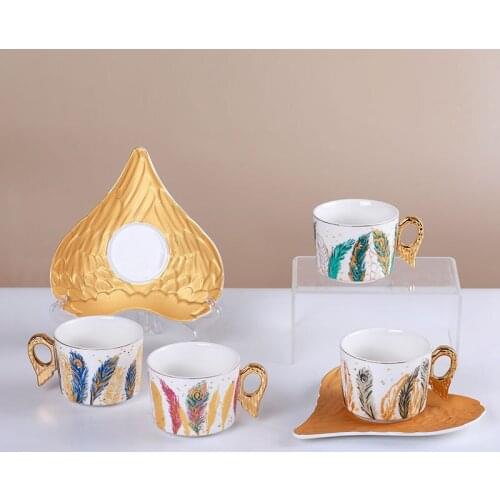 European Style Coffee Cup Set Ceramic Afternoon Tea Tea Set Household Cup Set Flower Tea Cup Saucer British Style