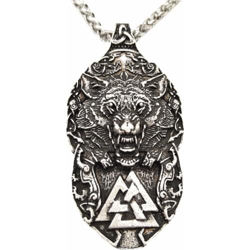 Nostalgia Wolf Paw Triskelion Triskele Valknut Symbol Amulet Viking Necklace Men Wolf Protect Me Talisman Jewelry
