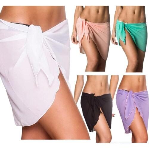New Summer Women swimwear wrap bikini cover up sexy sarong pareo SHORT MESH beach swimsuit sheer