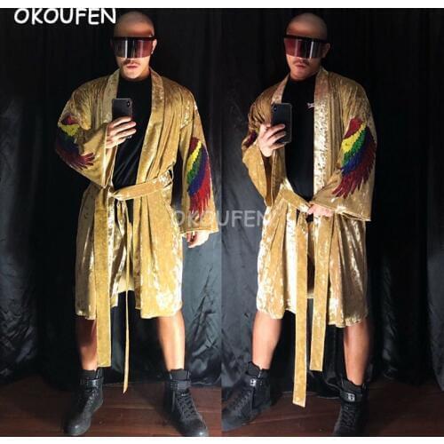 Nightclub bar men and women clothing night show ds costume new DJ hip hop velvet robe boxing suit