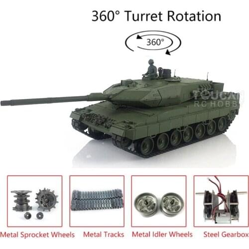 Heng Long 1/16 TK7.0 RC Remote Control Tank Panzer Leopard2A6 Car 3889 IR Combat Airsoft 360° Turret Metal Tracks TH19261-SMT4