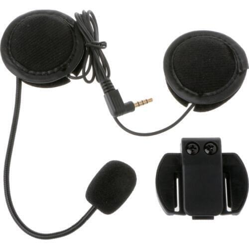 QILEJVS Motorcycle Speaker Headset Microphone and Clip 3.5mm Jack Earphone Plug Stereo For V6 Intercom V4 interphone
