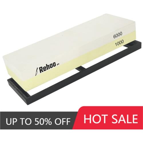 Rehoo Double-sided Whetstone 1000/6000 Mesh + Non-slip Rubber Pad, Chef Wet Stone For Knives, Blades, Waterstone, Kitchen Gadget