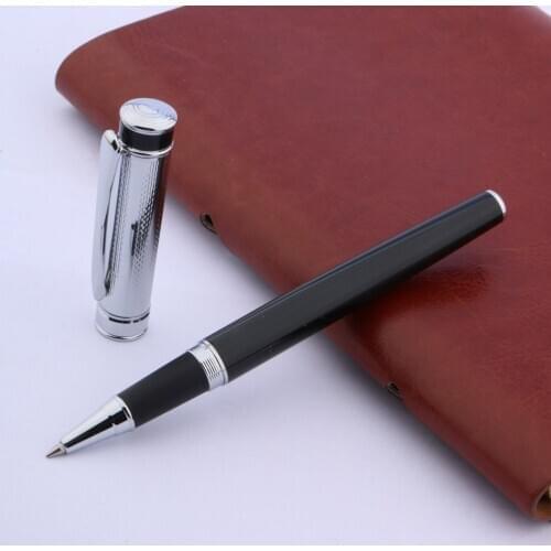 Luxury High quality brand 576 Black Lacquered Silver Mesh Metal Rollerball Pen Stationery Office Supplies ball point pen