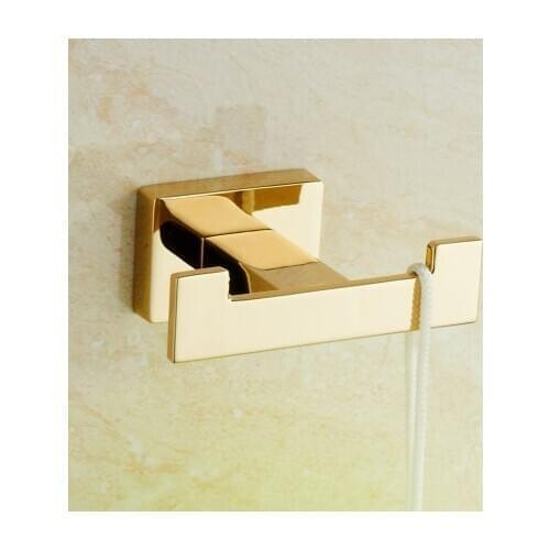 Luxury Gold Robe Hook Bathroom Hangings hook double zinc Home bathroom decoration accessories
