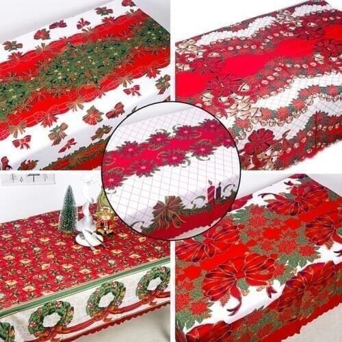 150x180cm Christmas Tablecloth Polyester Fabric Rectangular Santa Dust-proof Table Cover For New Year Home Decoration