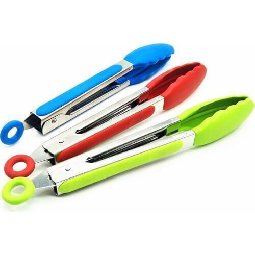 Food Tong Stainless Steel and Silicone Kitchen Tongs Non-slip Cooking Clip Clamp BBQ Grilling Salad Tools Kitchen Accessories