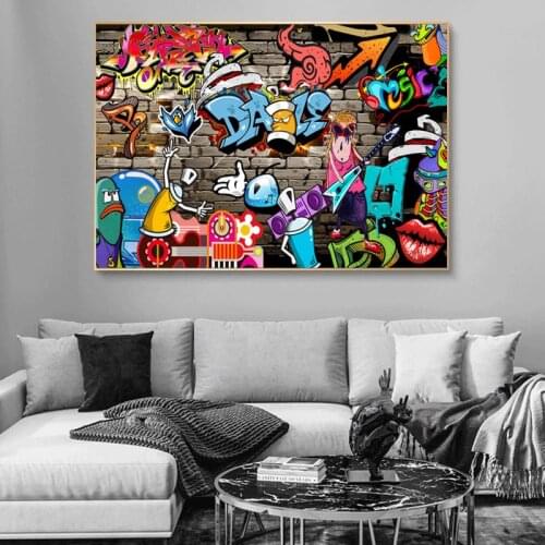 Modern Funny Street Graffiti Cartoons Art Wall Canvas Paintings Posters and Prints Cuadros Living Room Home Artwork Decoration