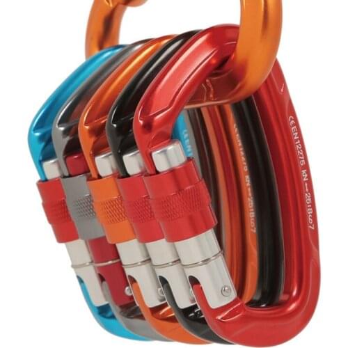 Standard Carabiner 25KN Mountaineering Caving Rock D Shape Rock Climbing Buckle Safety Master Lock Climbing Carabiner