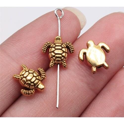 Tristana 40pcs 10x10mm Antique Gold Color Tortoise Small Hole Beads For Jewelry Making DIY Jewelry Findings