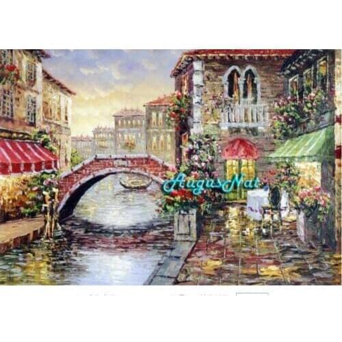 Vintage diamond painting full drill bridge wall art diamond dot scenery crystal draw sticker diamand embroidery mosaic oil paint