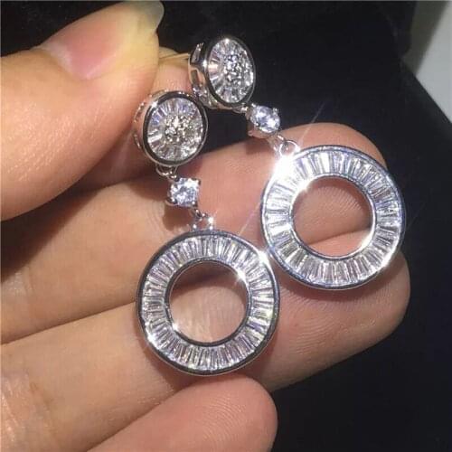 YSDLJG Exquisite t-White zircon ladder square Zircon Earrings exaggerated geometric circle simple Earrings female Jewelry Gift