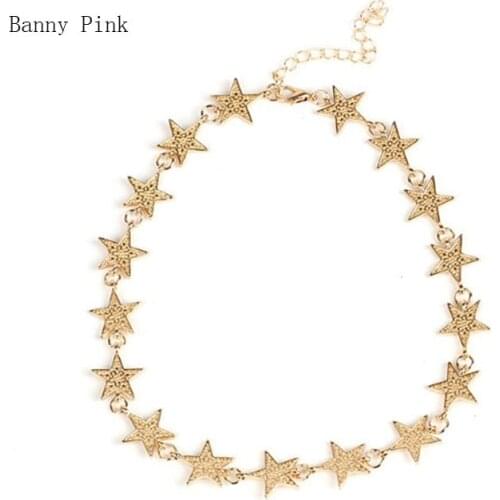 Punk Alloy Stars Statement Chain Choker Necklace For Women Cute Metal Geo Charms Choker Collar Fashion jewelry Colliers Colar