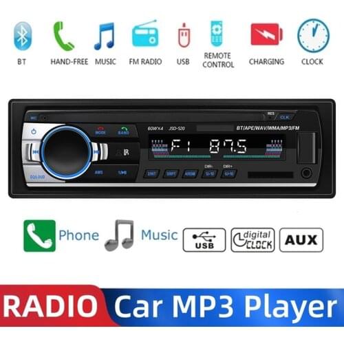 1Din Car MP3 Player Bluetooth Autoradio Stereo Radio FM AUX Input Receiver SD USB Music Player 12V Multimedia Radio