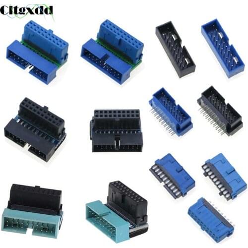 2/5/10pcs USB 3.0 Male Female Connector 20Pin 19Pin 90/180 Degree Motherboard Chassisplugged Plate IDC 20 pin Connector Socket
