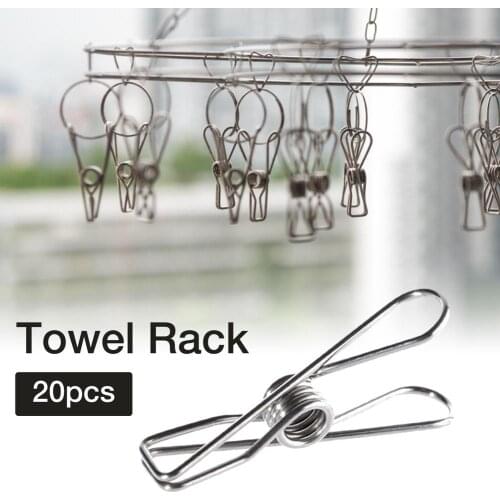 Laundry Clothespins 20 PCS Stainless Steel Clips Multipurpose Metal Wire Clips Clothes Pegs Household Clothespin Holders Hanging