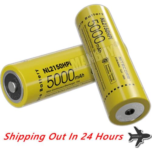 2020 NITECORE NL2150HPi 21700 5000mAh 3.6V i Series Protected Lithium ion Li-ion Rechargeable Battery Button Top 1PC for Torch