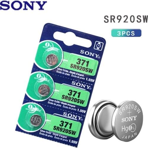 3pcs Sony Original 371 SR920SW 920 LR920 AG6 LR920 LR69 171 1.55V Silver Oxide Watch Battery Watch Battery MADE IN JAPAN