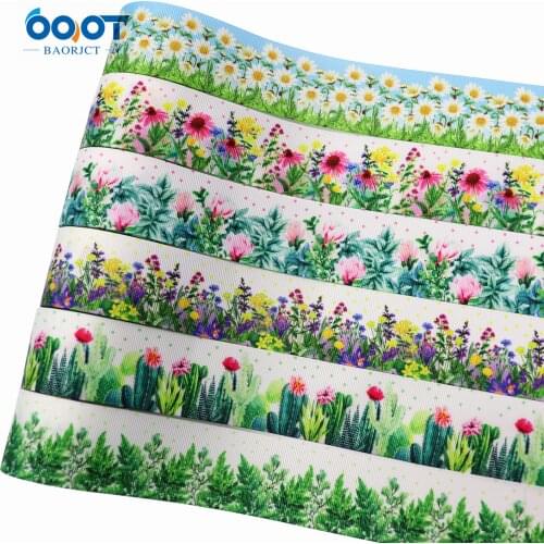38MM 10Yards M-21324-217 Spring Flower Thermal Transfer Printed Grosgrain Ribbons,Bow Cap DIY Party Gift Packaging Materials