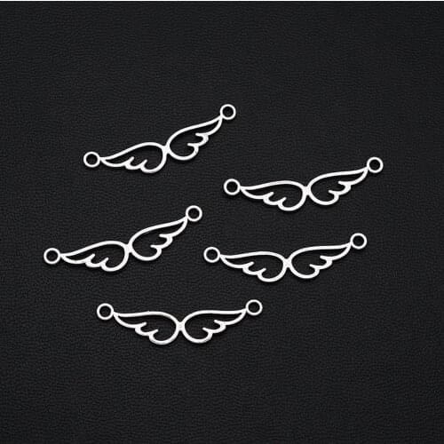 40PCS/Lots 8x30mm Antique Silver Plated Angel Wings Connector Fairy Charms For Handmade Making DIY Tibetan Findings Jewelry