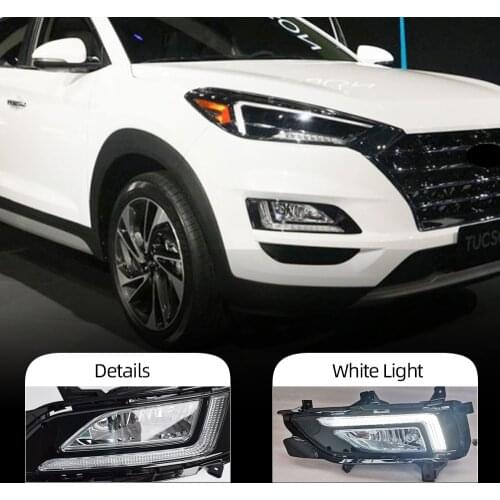 Car Flashing 1Pair Car DRL For Hyundai Tucson 2019 2020 LED fog lamp cover daytime running lights 12V Daylight