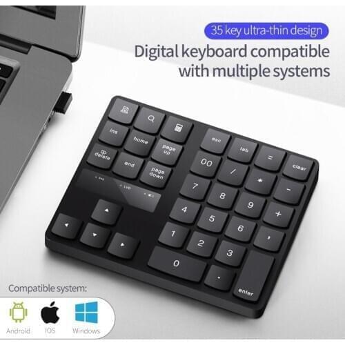 2.4G USB Wireless Keyboard Charging 35-key Multimedia Keypad Ultra Slim Portable Computer Keyboard For Android/Microsoft/Apple