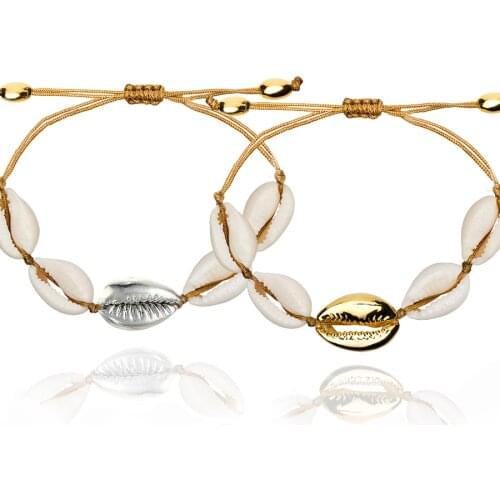 Wholesale bohemian boho summer beach puka gold Cowrie shell Bracelet for women handmade friendship bracelets jewelry wholesale