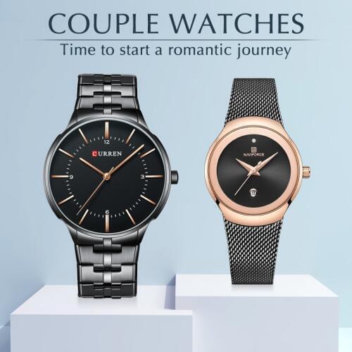 Luxury Brand CURREN Couple Watch Fashion Ladies Waterproof Quartz Watch Casual Lovers Wristwatch Relogio Masculino Set for sale