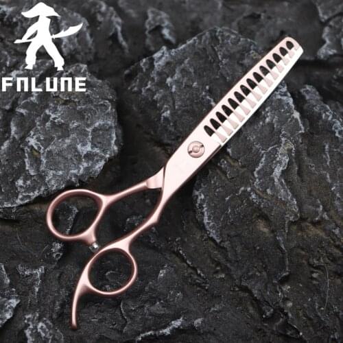 FnLune Cut Hair 50% VG-10 Rose Gold Professional Hair Salon Fish Bone Scissors Cut Barber Hair Thinning Hairdressing Scissors