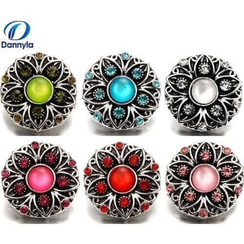Round Rhinestones Snap Charms Jewelry Colorful Snap On Jewelry Charms For Girl LSSN491