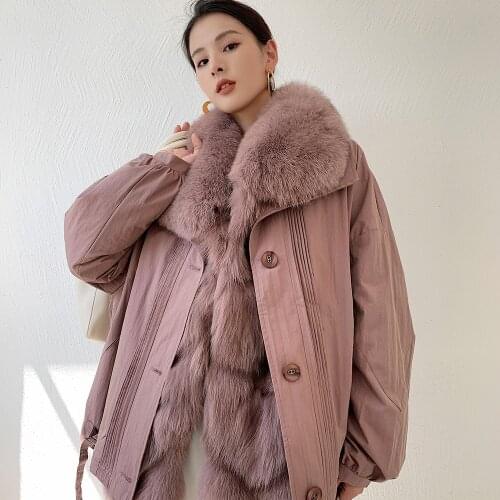 Korean Style Thick Fox Fur Women Jacket Winter 2021 Fashion Removable Fur Liner Warm Coat Casual Packet Outwear Female Clothing