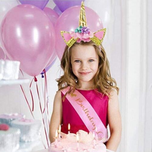 Cute Unicorn Headband with Sash Satin Silk Sash for Girl birthday party baby shower birthday decoration Unicorn Party supply