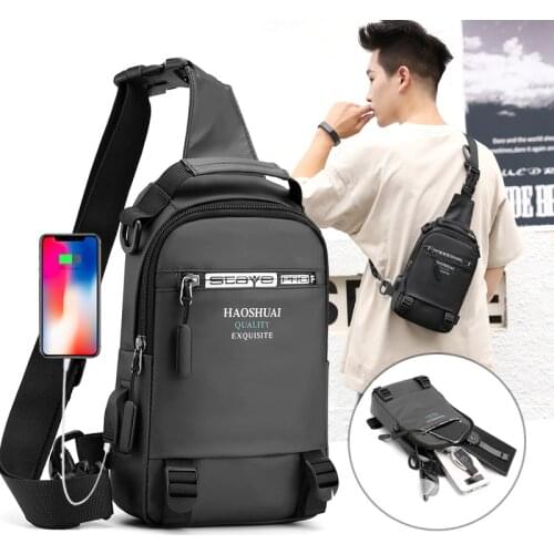New Multifunction Shoulder bags for men USB Charging Bags Men Crossbody Bag ChestPack Waist bag Waterproof Messengers Bag