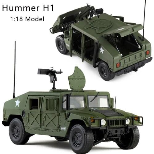 1/18 Hummer H1 Military Chariot Simulation Alloy Battlefield Suspension Off-Road Car Model Boy Collection Toy Decoration Gifts