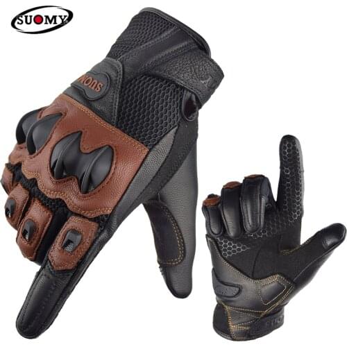 2021 Suomy Brand New Goat Leather Motorcycle Gloves Summer Men Women Moto Racing Gloves Full Finger Motorbike Motorcross Gloves