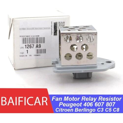 Baificar New Genuine 0.54 Ohm Blower Radiator Fan Motor Relay Resistor 1267A9 For Peugeot 406 607 807 Citroen Berlingo C3 C5 C8