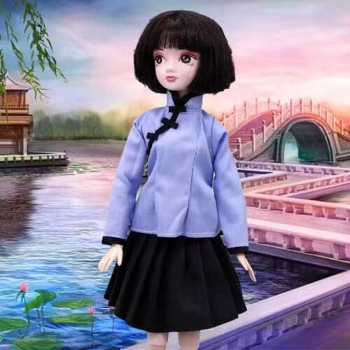 1/6 BJD Clothes For Barbie Doll Outfits Traditional Chinese Student Style Dress Shirt Top Skirt 11.5" Dolls Accessories Baby Toy