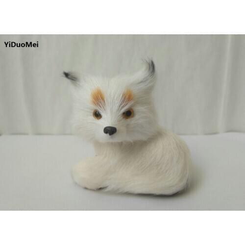Plastic&furs mini 8x7cm white Curled up fox artificial fox model handicraft ,home decoration gift a1912