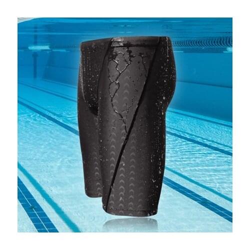 L-6XLMen Shark Skin Water Repellent Professional Competitive Swimming Trunks Brand Soild Jammer Swimsuit Pant Racing Briefs