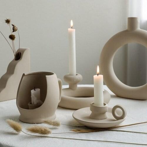 Candlestick подсвечник Jewelry Receptacle Plate Ornaments Nordic Ceramics Simple Home Decoration Bougeoir Velas Candle Holder