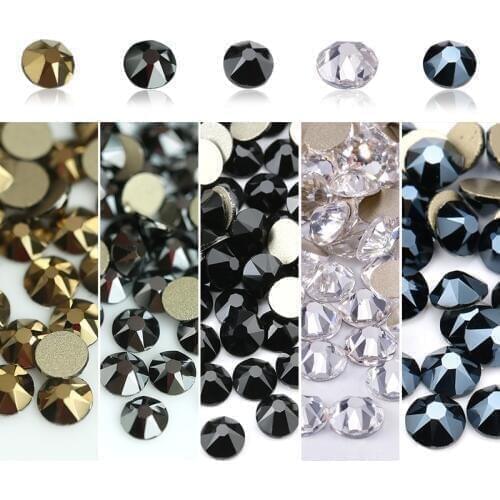 QIAO 8 big + 8 small Cut Facets Non Hotfix Crystal Rhinestones Glass Top Quality Strass Stone Crystals AB Glue on Clothes
