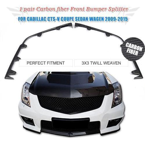 2PC/Set Front Bumper Splitters Flap Cupwings Apron Lip Carbon Fiber For Cadillac CTS-V Coupe Sedan 2009-2015