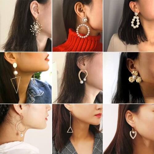 Earrings 2021 Trend Fashion Simulation Pearl Earrings For Women Wedding Accessories Pendant Earrings Fashion Korean Jewelry