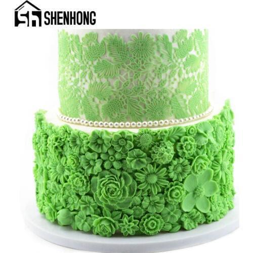 SHENHONG Paste Sugar Craft Silicone Fondant Cake Mould Wedding Birthday Party Chocolate Flowers Pastry Border Decorating Mold