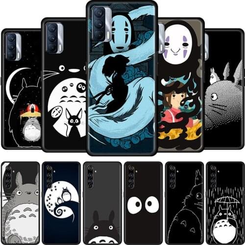 Studio Ghibli Totoro Black Cell Phone Case for Realme 6 7 8 C3 C21 XT 5 X7 X50 Pro 5G C11 7i C15 C20 C20A C21Y GT Master Cover