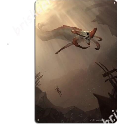 Subnautica - Reaper Leviathan Metal Signs Wall pub Bar Cave Funny Wall Decor Tin sign Posters