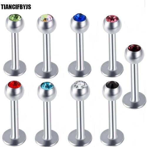 TIANCI FBYJS Lip Labret Rings Stud 16 Gauge Crystal Tragus Earrings Lip Morone Piercing Nose Studs Woman Ear Cartilage Helix